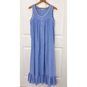 Vintage 80s Body Drama M Chambray Cotton Prairie Cottagecore Maxi Dress 0664